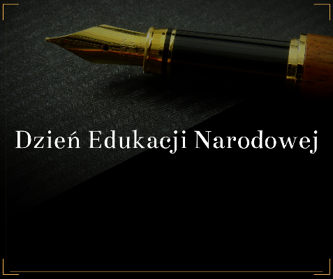 Grafika przedstawiająca pióro z napisem dzień edukacji narodowej