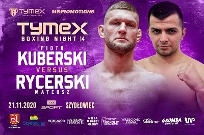 Plakat przedstawiający zawodników występujących na gali Tymex Boxing Night 14